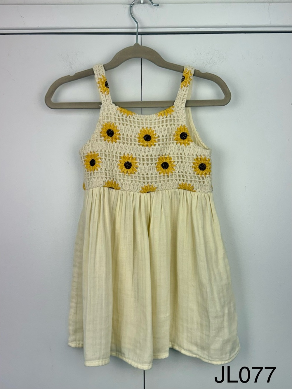 Zara Kids Sunflower Crochet Dress Cream Yellow 2-3 Years 98cm